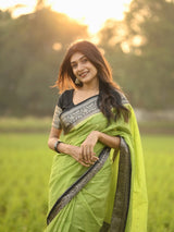 Tantalizing Parrot Soft Silk Saree With Winsome Blouse Piece