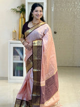 Enthralling Baby Pink Soft Silk Saree With Impressive Blouse Piece