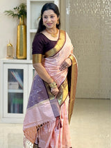 Enthralling Baby Pink Soft Silk Saree With Impressive Blouse Piece