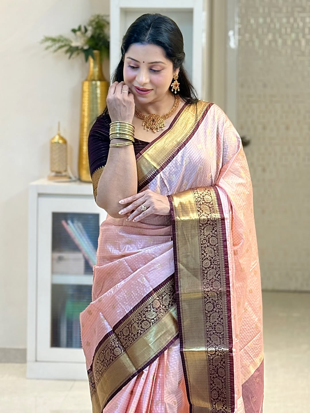 Enthralling Baby Pink Soft Silk Saree With Impressive Blouse Piece
