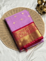 Woebegone Lavender Soft Silk Saree With Mellifluous Blouse Piece