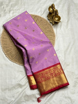 Woebegone Lavender Soft Silk Saree With Mellifluous Blouse Piece