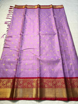 Woebegone Lavender Soft Silk Saree With Mellifluous Blouse Piece