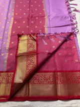 Woebegone Lavender Soft Silk Saree With Mellifluous Blouse Piece