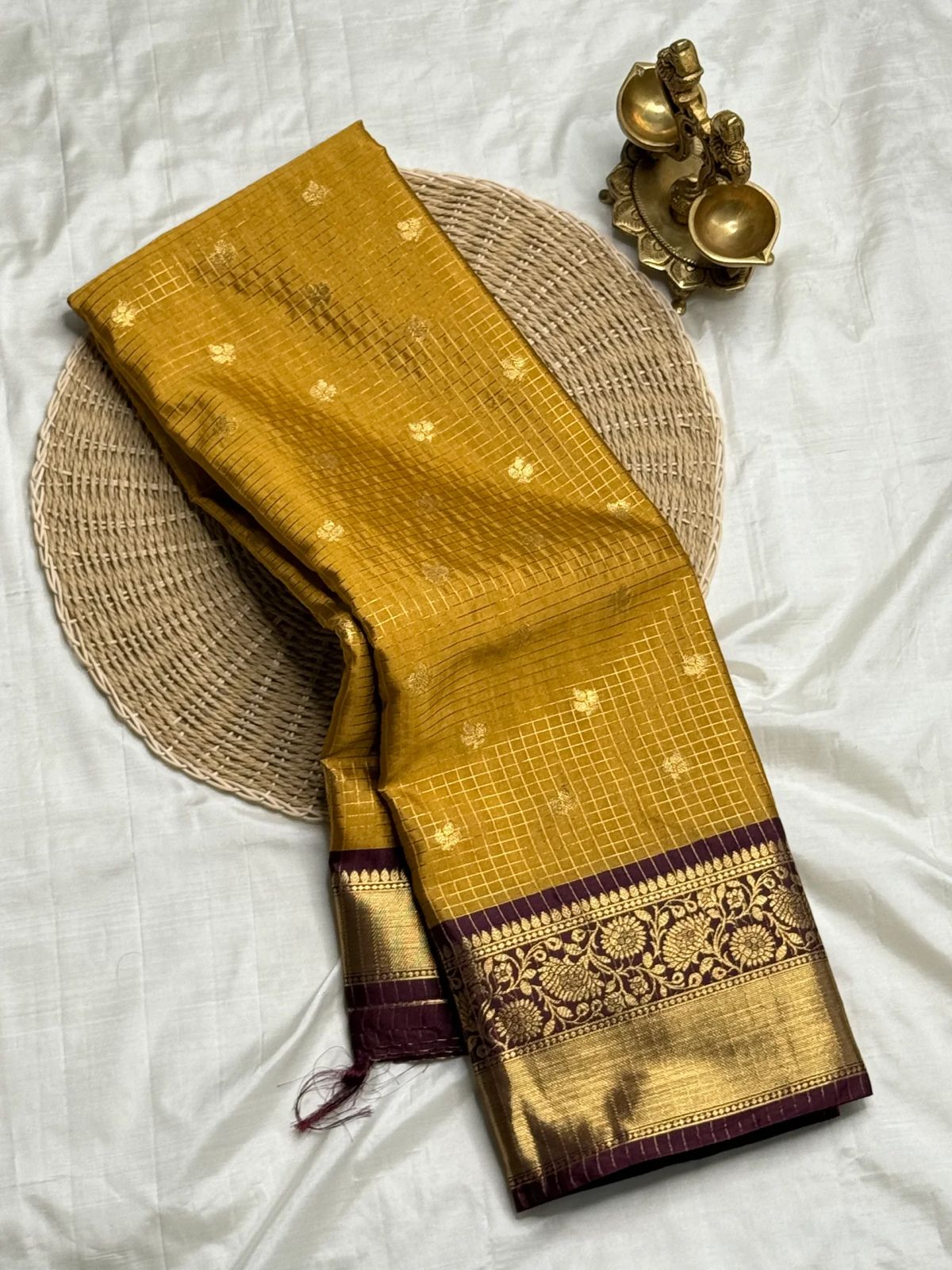 Glittering Mustard Soft Silk Saree With Scintillating Blouse Piece