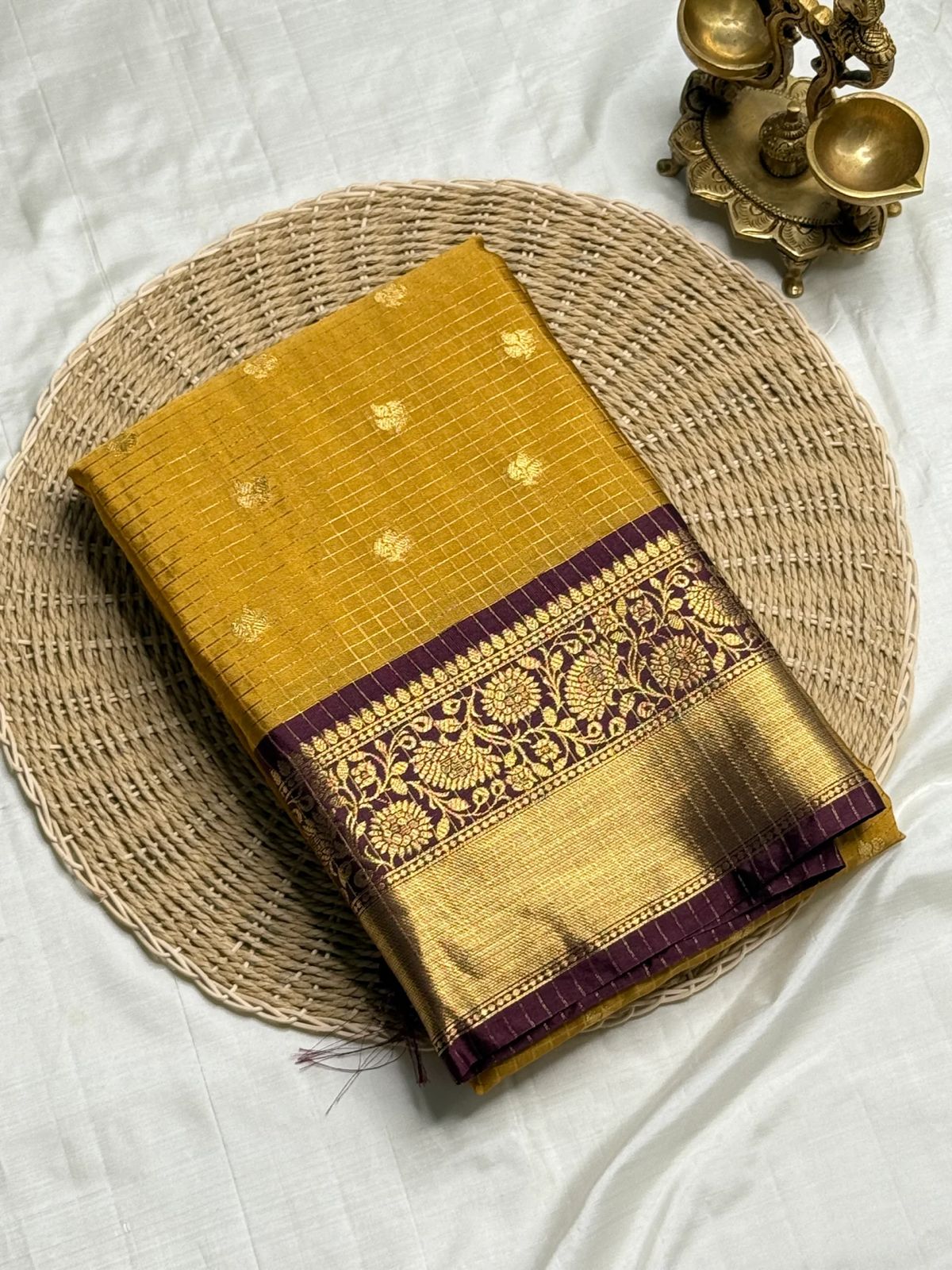 Glittering Mustard Soft Silk Saree With Scintillating Blouse Piece
