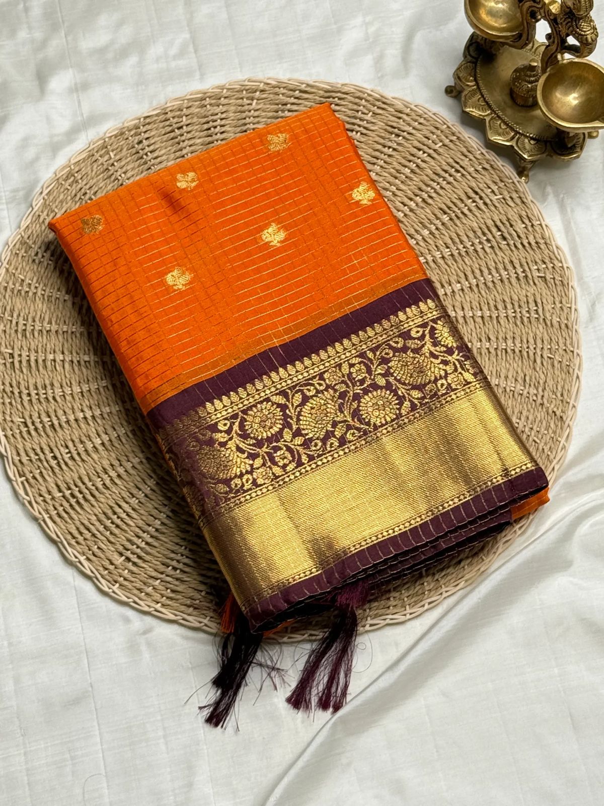 Magnificat Orange Soft Silk Saree With Precious Blouse Piece