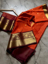 Magnificat Orange Soft Silk Saree With Precious Blouse Piece