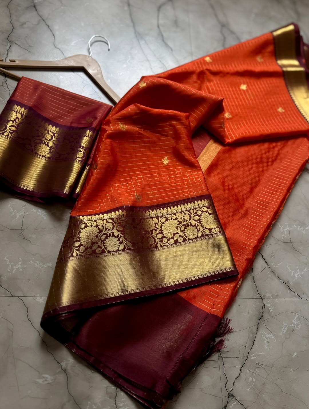 Magnificat Orange Soft Silk Saree With Precious Blouse Piece