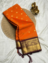 Magnificat Orange Soft Silk Saree With Precious Blouse Piece