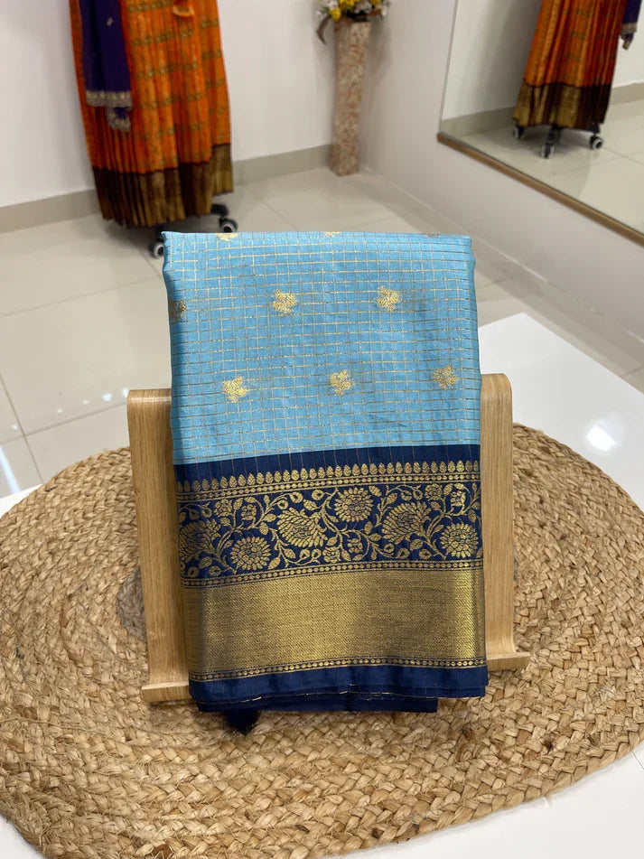 Imaginative Sky Soft Silk Saree With Charming Blouse Piece