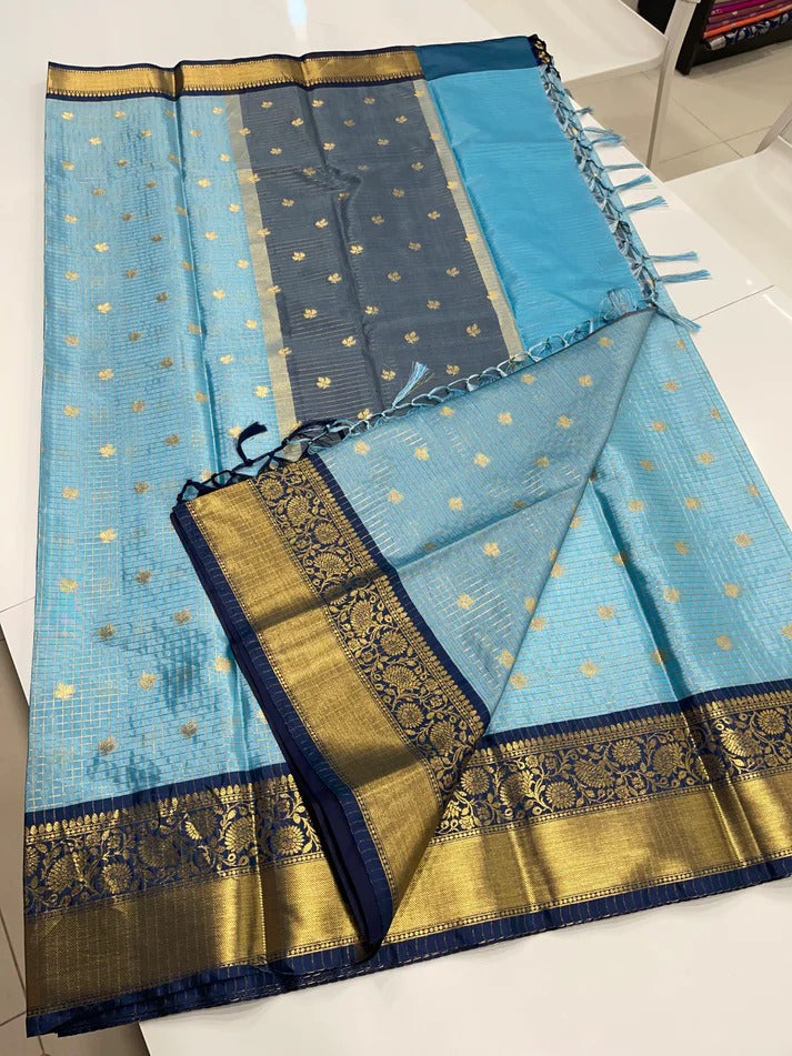 Imaginative Sky Soft Silk Saree With Charming Blouse Piece