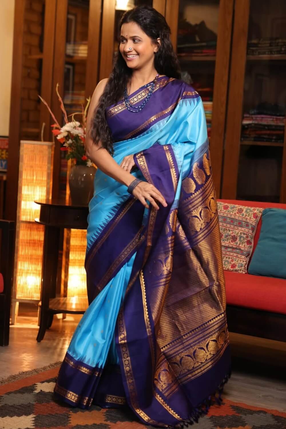 Exquisite Firozi Soft Silk Saree With Demanding Blouse Piece