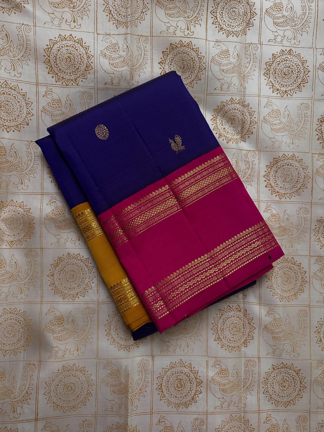 Demesne Navy Blue Soft Silk Saree With Skinny Blouse Piece