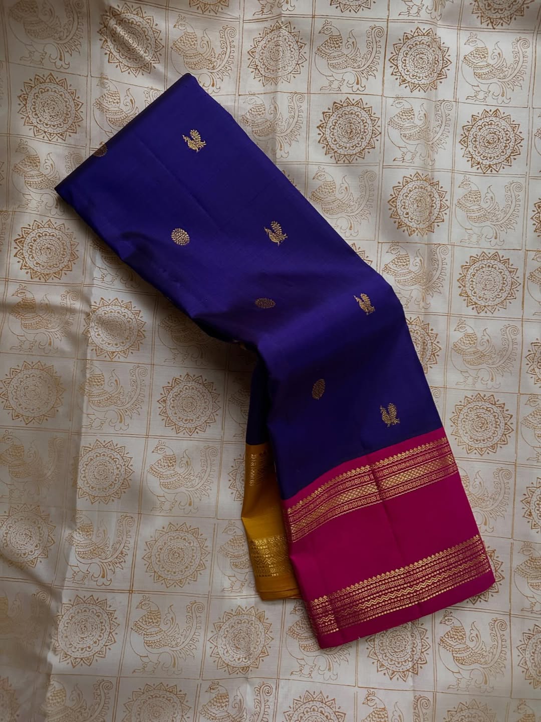 Demesne Navy Blue Soft Silk Saree With Skinny Blouse Piece