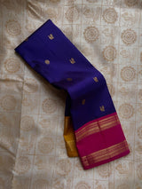 Demesne Navy Blue Soft Silk Saree With Skinny Blouse Piece
