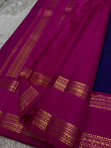 Demesne Navy Blue Soft Silk Saree With Skinny Blouse Piece