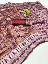 Transcendent Maroon Pure Zari Weaving Banarasi Silk Saree With Beautiful Blouse Piece