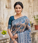 Enthralling Rama Pure Zari Weaving Banarasi Silk Saree With Embellished Blouse Piece