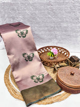 Enamoring Baby Pink Pure Zari Weaving Banarasi Silk Saree With Epiphany Blouse Piece