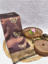 Elegant Purple Pure Zari Weaving Banarasi Silk Saree With Forbearance Blouse Piece