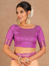 Marvellous Peach Cotton Silk Saree With Elaborate Blouse Piece