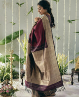 Beautiful Wine Soft Silk Saree With Precious Blouse Piece