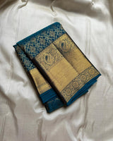 Mesmeric Rama Soft Banarasi Silk Saree With Breathtaking Blouse Piece