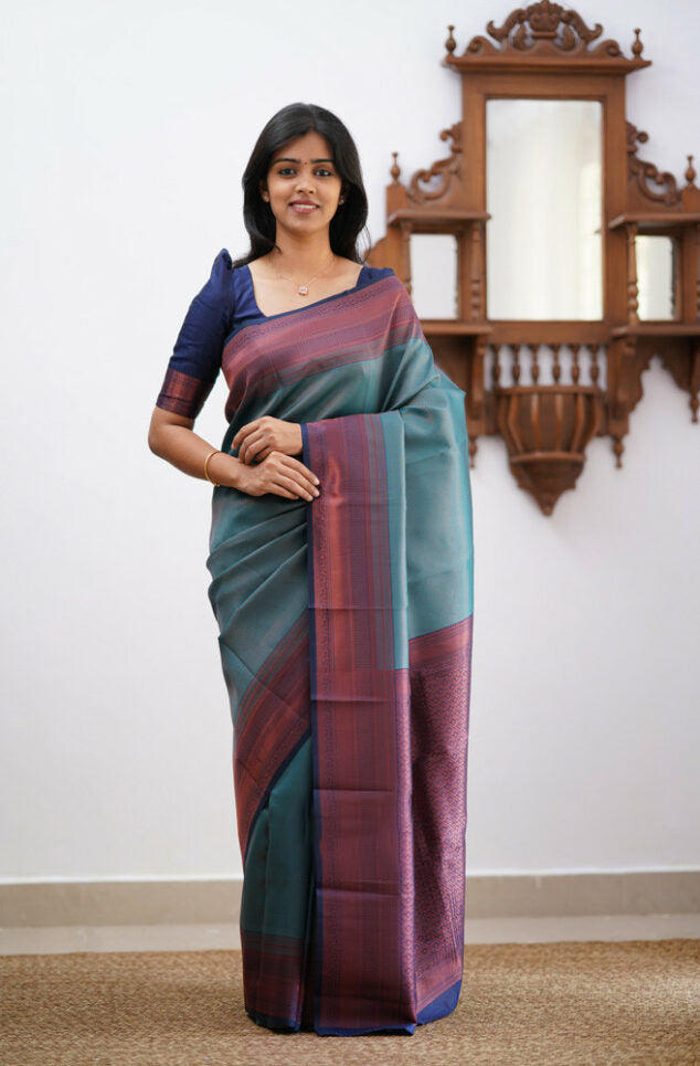 Smart Rama Soft Silk Saree With Ravishing Blouse Piece