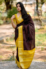 Amazing Brown Soft Silk Saree With Captivating Blouse Piece