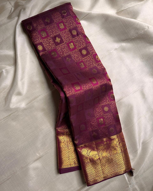 Prettiest Purple Soft Silk Saree With Improbable  Blouse Piece - Mameraa