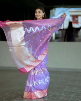 Alluring Lavender Cotton Silk Saree With Stylish Blouse Piece