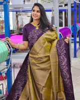 Outstanding Golden Soft Silk Saree With Sumptuous Blouse Piece