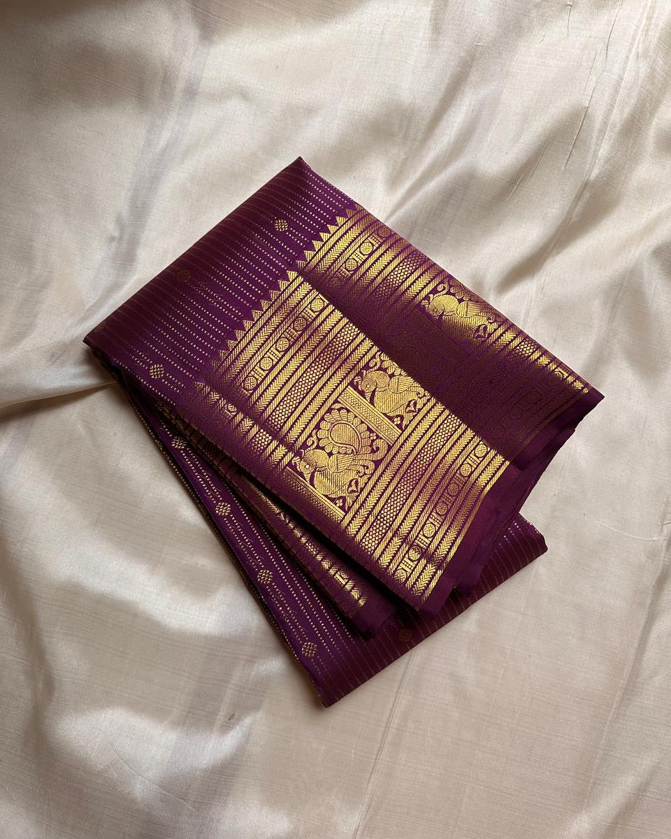 Exceptional Purple Soft Banarasi Silk Saree With Designer Blouse Piece