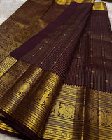 Panache Wine Soft Banarasi Silk Saree With Adorable Blouse Piece
