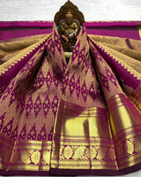 Entrancing Purple Soft Banarasi Silk Saree With Comely Blouse Piece