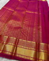Stunning Dark Pink Soft Banarasi Silk Saree With Alluring Blouse Piece