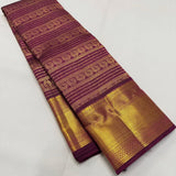 Dazzling Purple Soft Banarasi Silk Saree With Serendipity Blouse Piece
