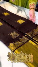 Artistic Brown Soft Banarasi Silk Saree With Snappy Blouse Piece