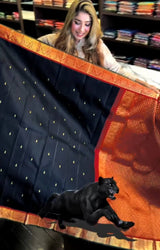 Magnificat Black Soft Banarasi Silk Saree With Confounding  Blouse Piece
