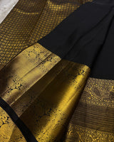Divine Black Soft Banarasi Silk Saree With Seraphic Blouse Piece