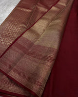 Bewitching Wine Soft Banarasi Silk Saree With Mesmerising Blouse Piece