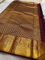 Embellished Maroon Soft Banarasi Silk Saree With Gossamer Blouse Piece