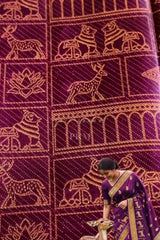 Demure Purple Soft Banarasi Silk Saree With Petrichor Blouse Piece