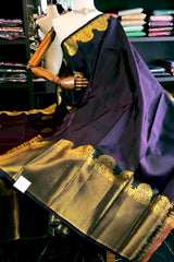 Ebullience Purple Soft Banarasi Silk Saree With Staring Blouse Piece