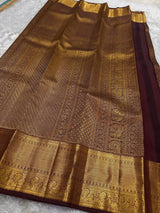 Splendiferous Wine Pure Zari Weaving Banarasi Silk Saree With Flamboyant Blouse Piece