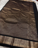 Forbearance Black Pure Zari Weaving Banarasi Silk Saree With Symmetrical Blouse Piece