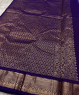Demesne Purple Pure Zari Weaving Banarasi Silk Saree With Sizzling Blouse Piece