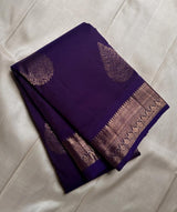 Demesne Purple Pure Zari Weaving Banarasi Silk Saree With Sizzling Blouse Piece