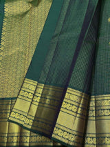Divine Dark Green Pure Zari Weaving Banarasi Silk Saree With Diaphanous Blouse Piece